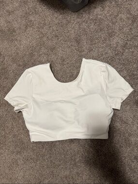 Crop open back workout top